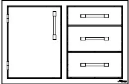 Alfresco 42" Triple Drawer Combo Unit - Single Door - AXE-DDC-42SC - Image 2