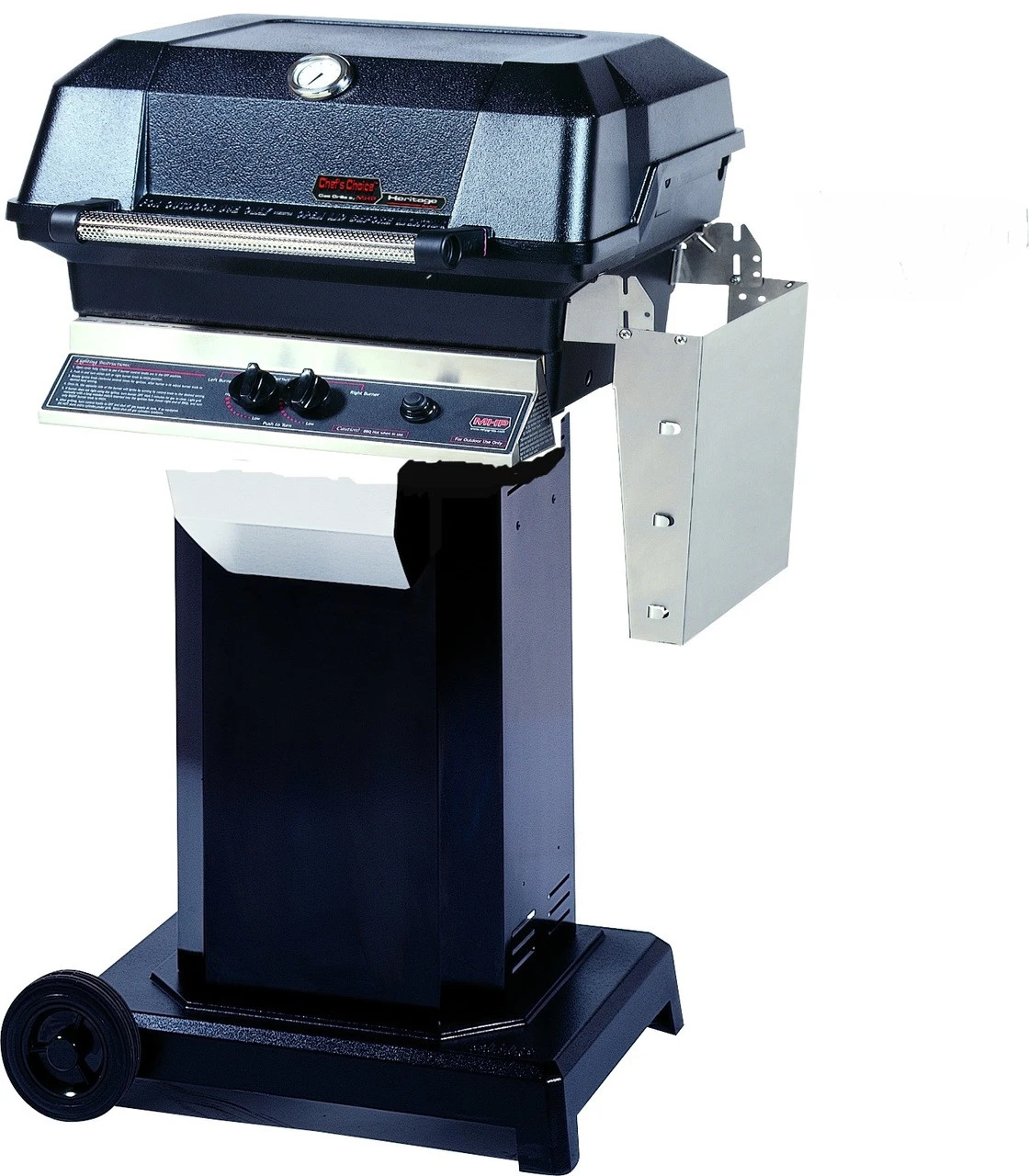 MHP JNR Propane Grill On Black Cart With 2 Wheels,Stainless Grids 1 MHP JNR Propane Grill On Black Cart With 2 Wheels,Stainless Grids